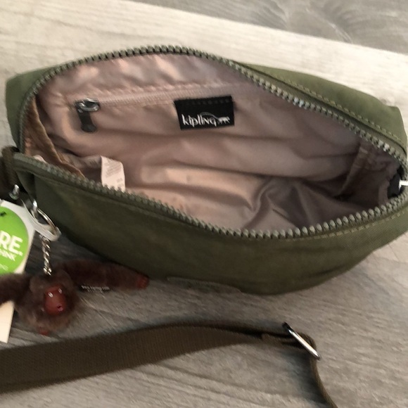 Kipling Colleen 100% Polyester Jaded Green Tonal Crossbody + Monkey Key Chain - Picture 11 of 14